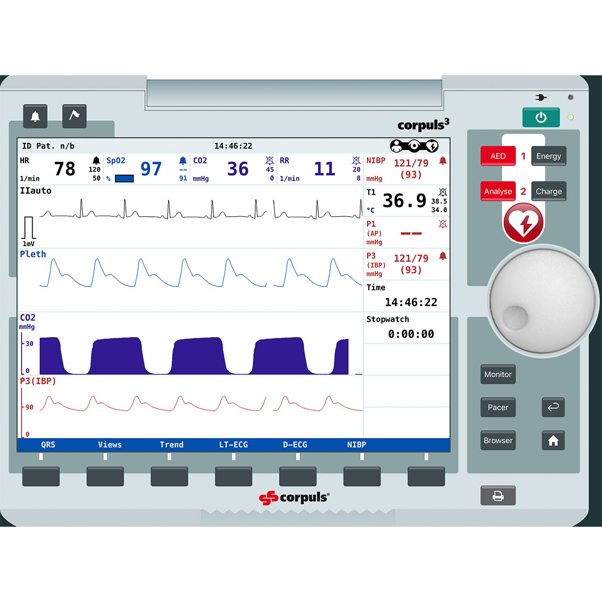 Simulated Patient Monitor “Corpuls3 Defibrillator” for REALITi360¬ App